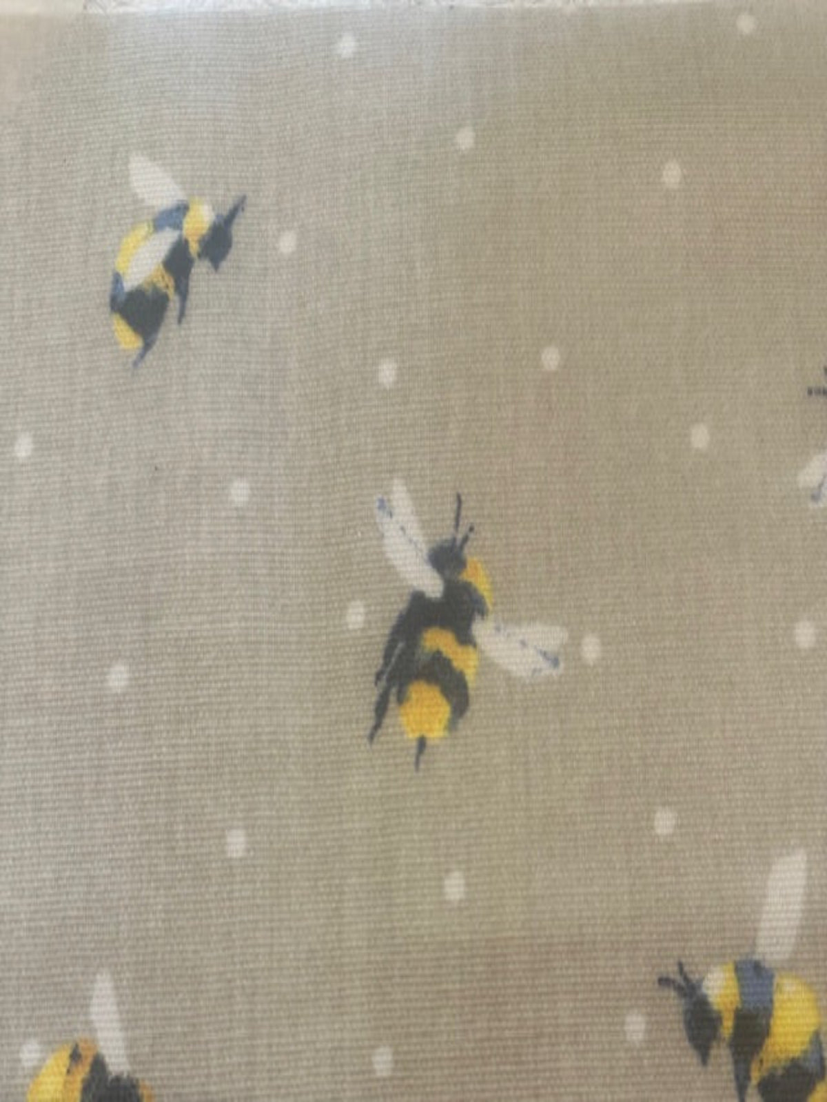 Bumble Bee on Beige Spotted Matt PVC Coated Cotton
