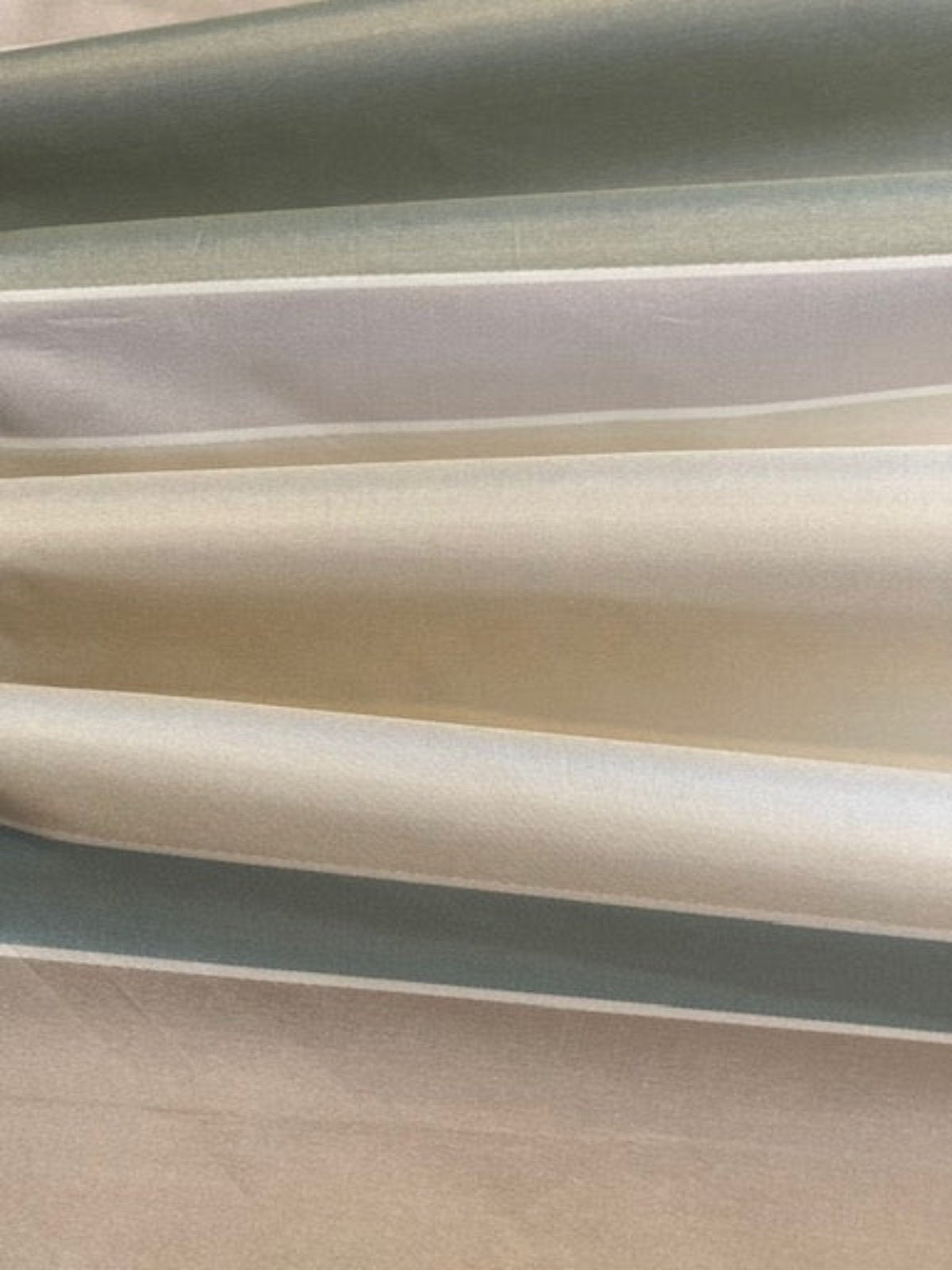 Wide Pastel Green/Cream Stripes on Silk Taffeta