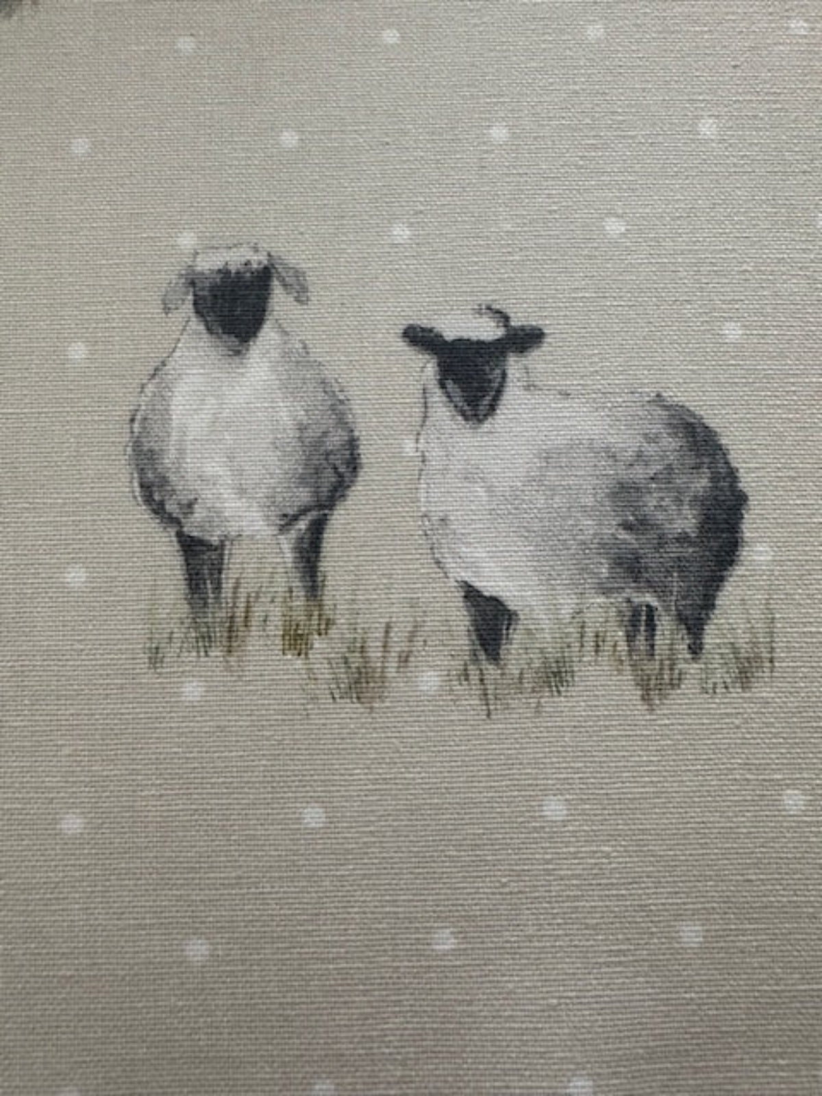 Sheep on Spotted Natural Cotton Furnishing