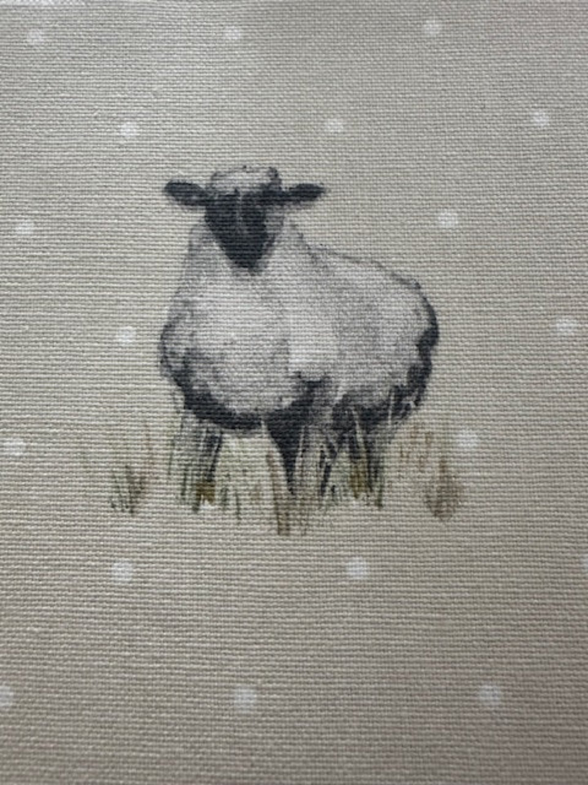 Sheep on Spotted Natural Cotton Furnishing