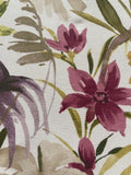Berry/Green Flower/Fern & Leaf Print on Cotton