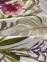 Berry/Green Flower/Fern & Leaf Print on Cotton