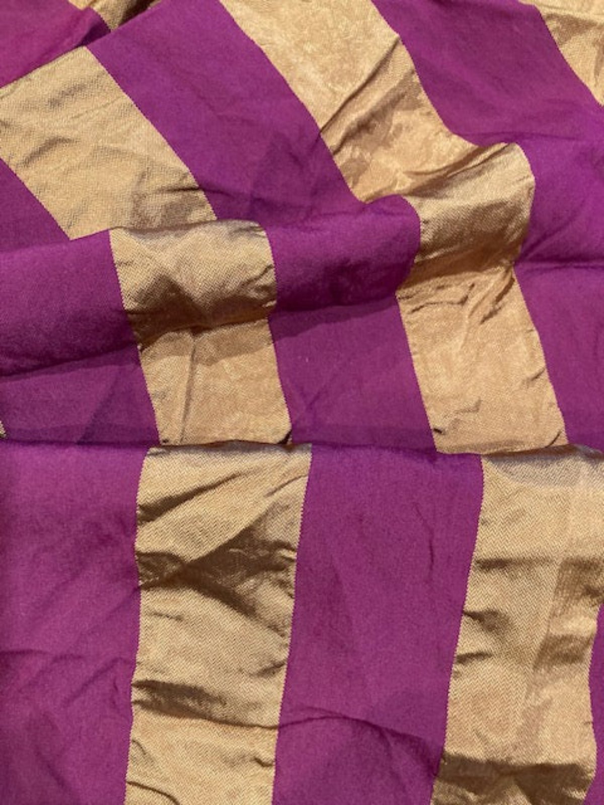 Fuchsia Woven Stripe on Crinkle Bronze Fabric