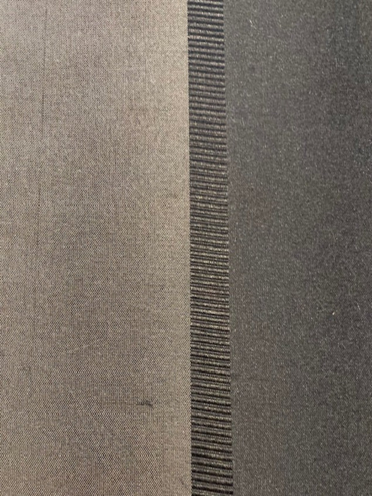 Black/Grey Silk Dupion Irridescent Stripe with Ribboned Stripe running along the Fabric