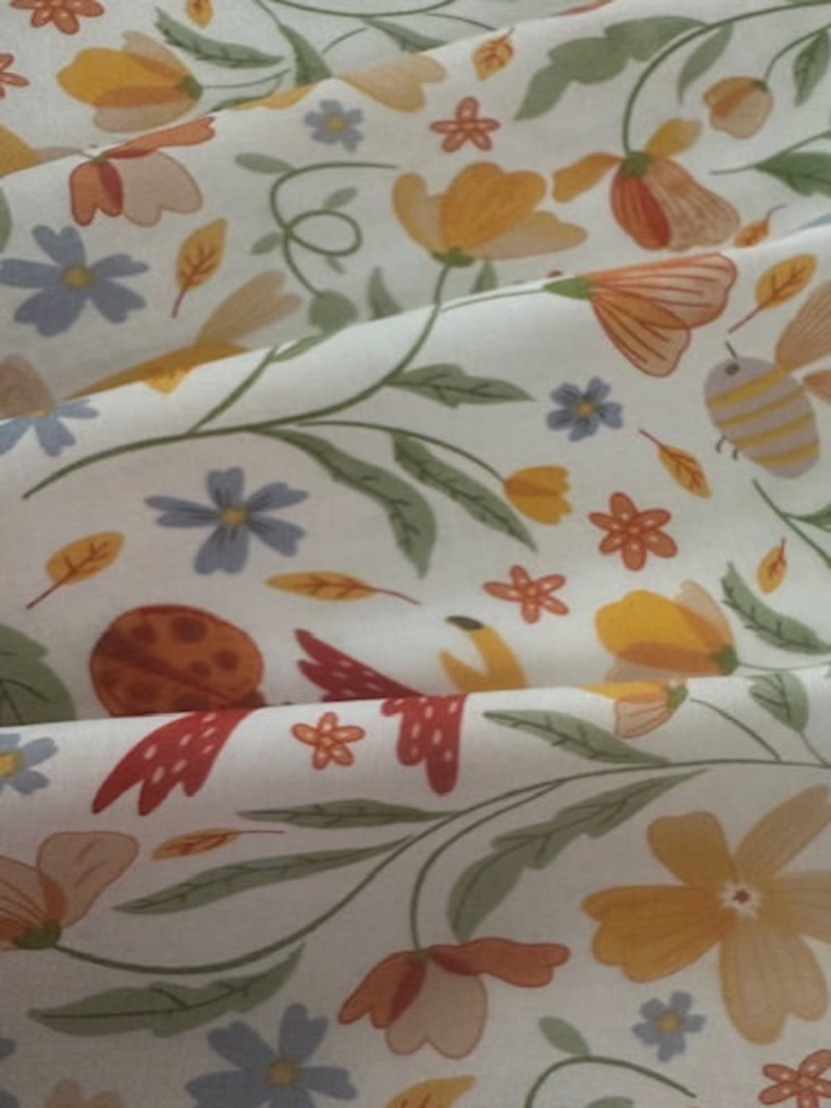 Multi Country Flowers with Birds, Butterflies, & Ladybirds on Cotton Lawn