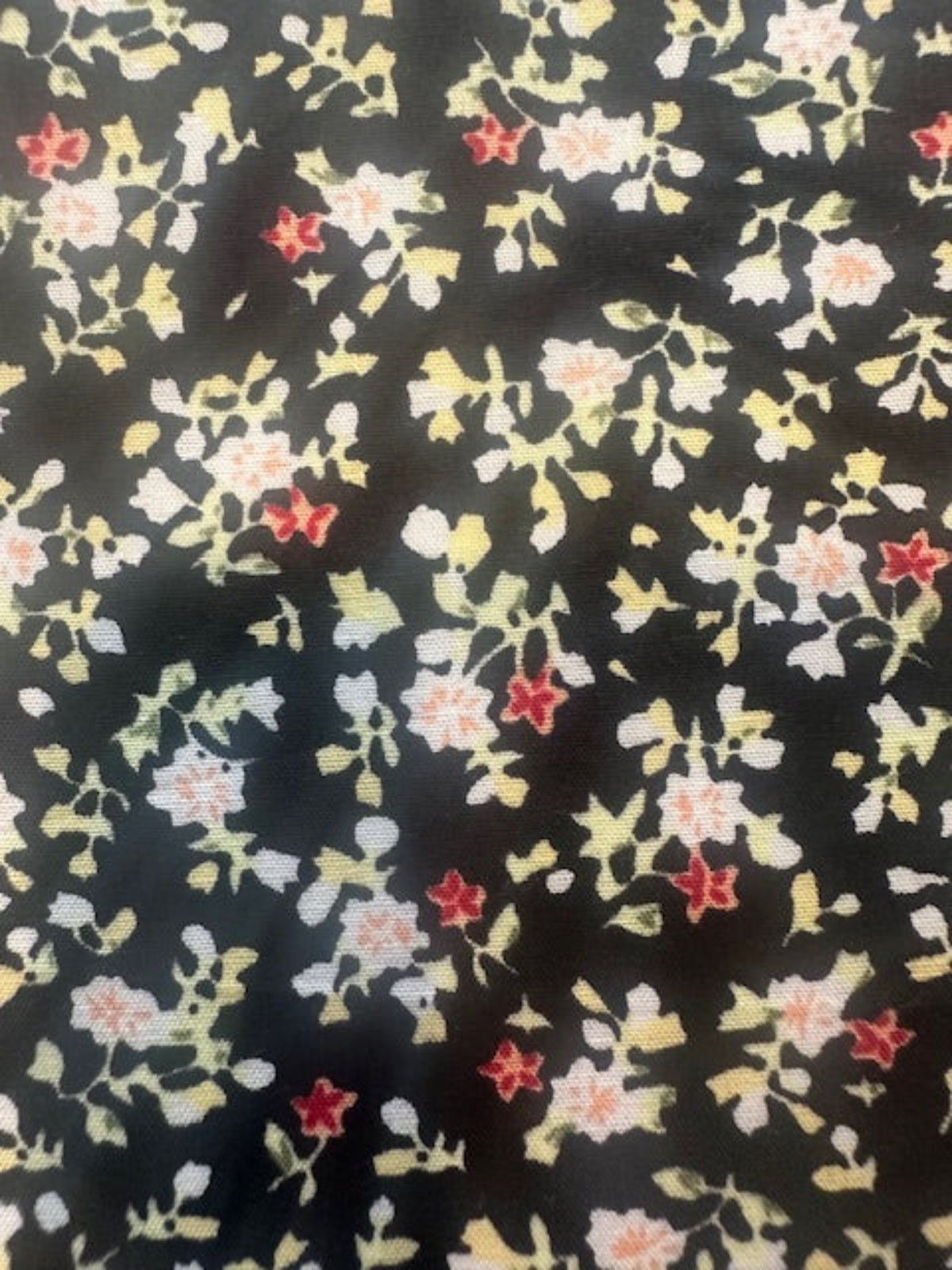 Ditsy Floral on Black Cotton Poplin