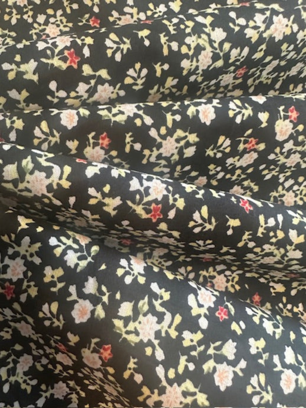 Ditsy Floral on Black Cotton Poplin