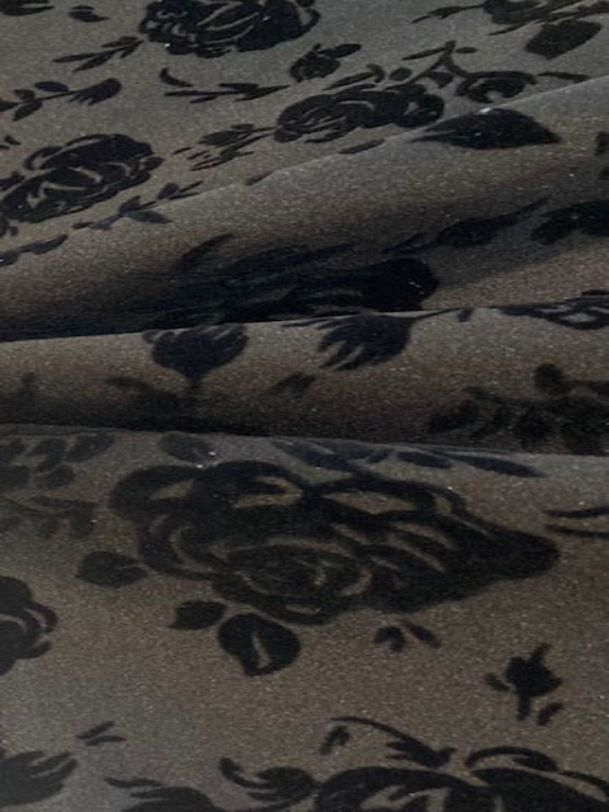 Black Rose Flocking on Stretch Scuba Fabric