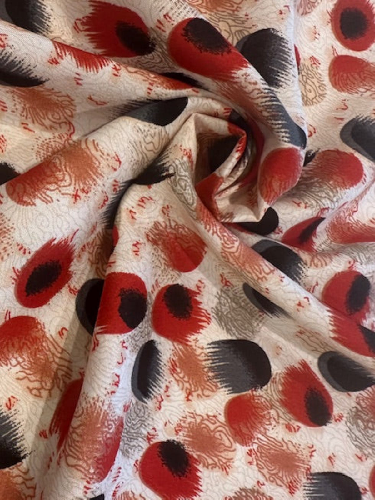Red/Grey Eyelash Print on Soft Handle Viscose