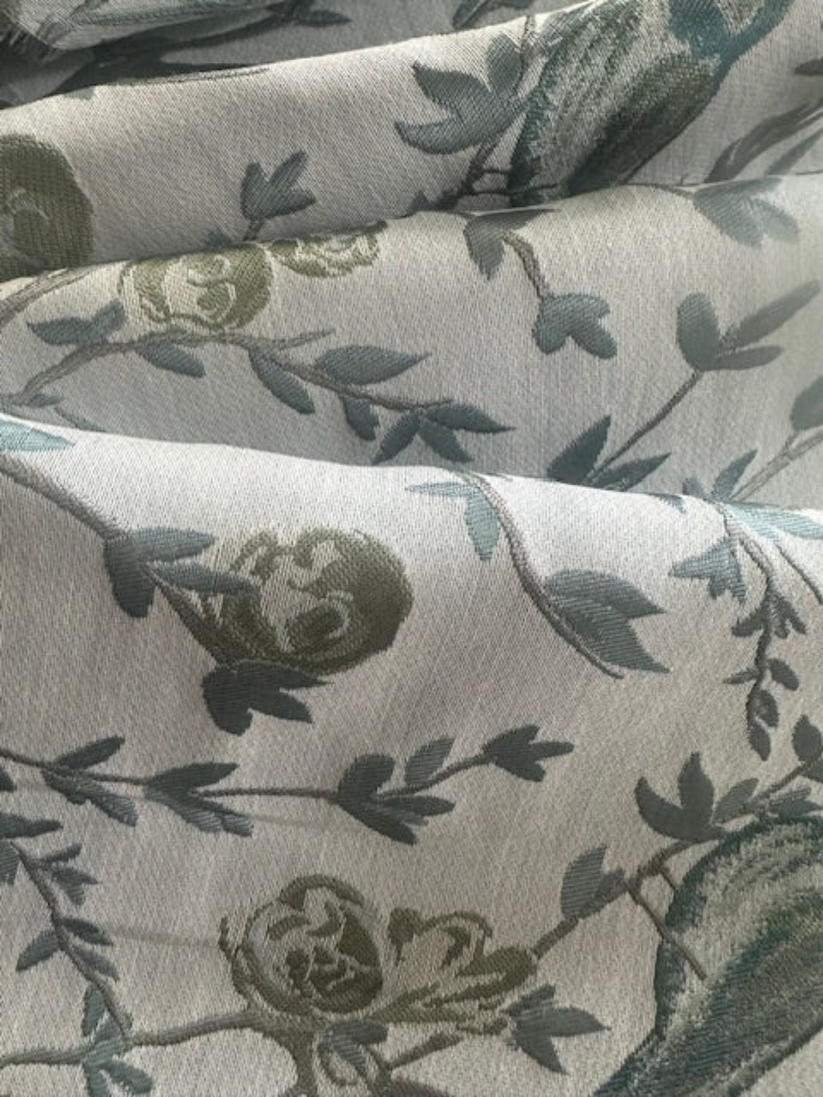 Persian Green Jacquard Trailing Branches with Perching Birds Furnishing