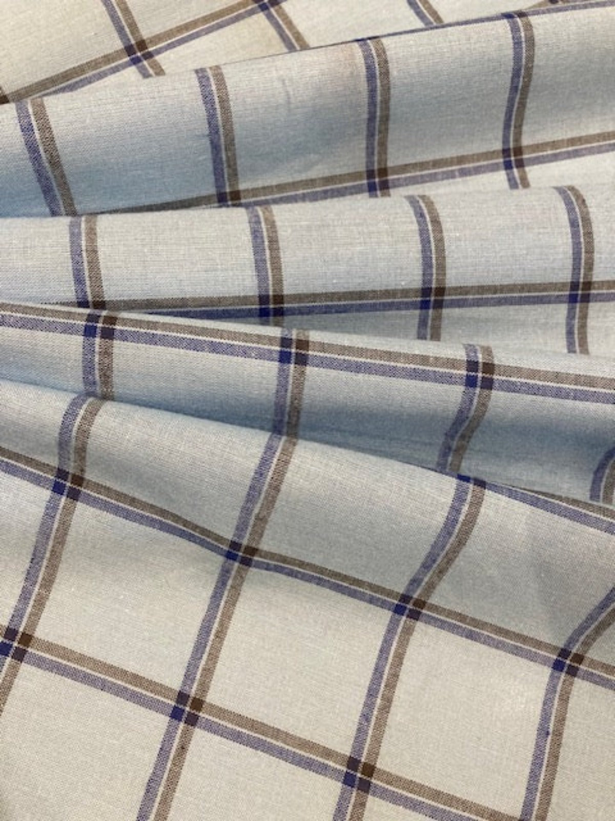 Blue/Black Double Check on Turquoise Blue Shirting