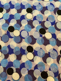 Blue Overlapping Circles on Silky Satin