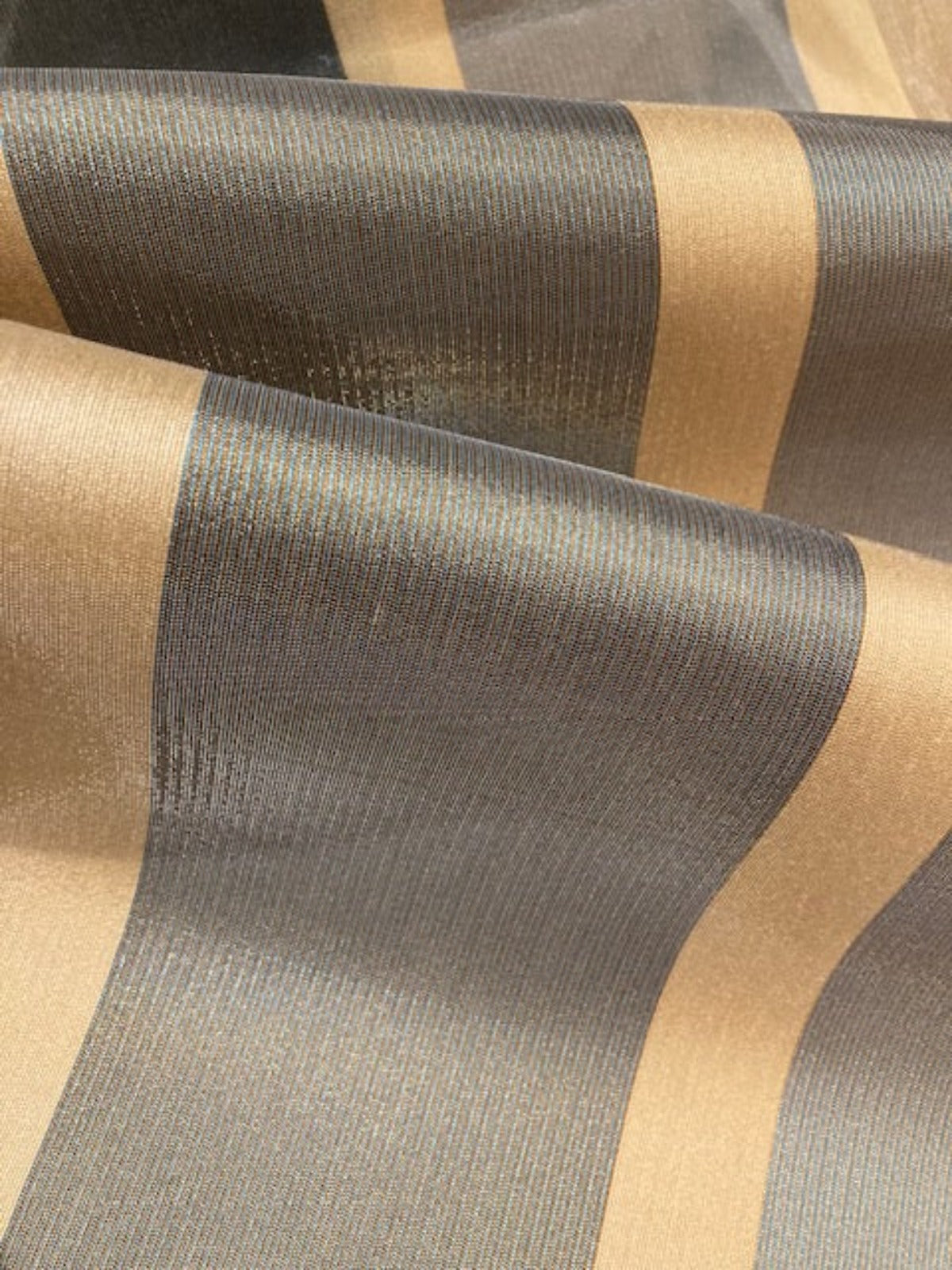 Blue/coffee Ribbed Stripes Running Across the Fabric