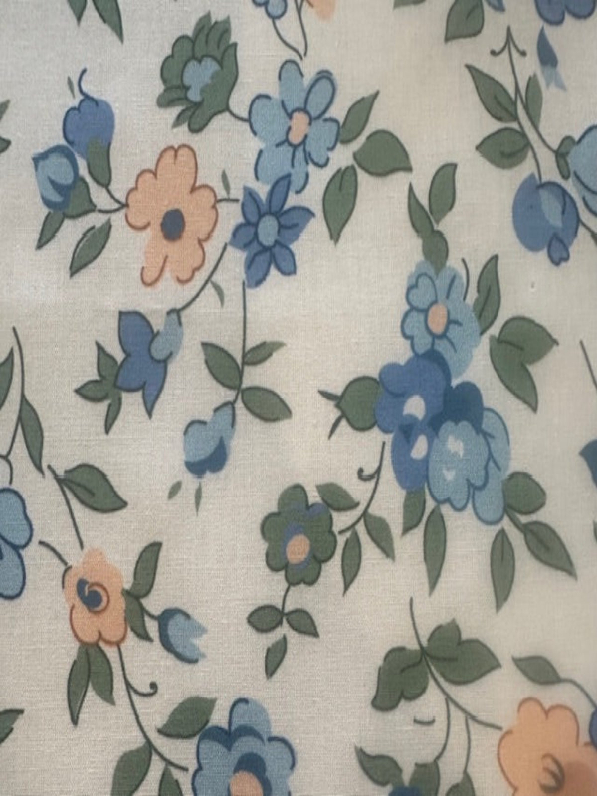 Blue Country Flowers on White Cotton Lawn – Fresh & Versatile