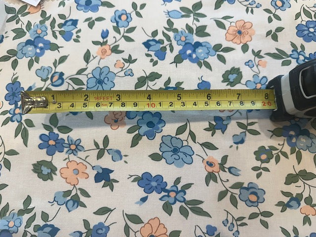 Blue Country Flowers on White Cotton Lawn – Fresh & Versatile