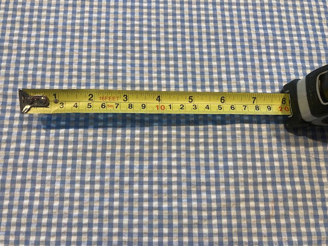 Light Blue 4mm Gingham Seersucker – 65% Polyester, 35% Cotton, 145 cm Wide