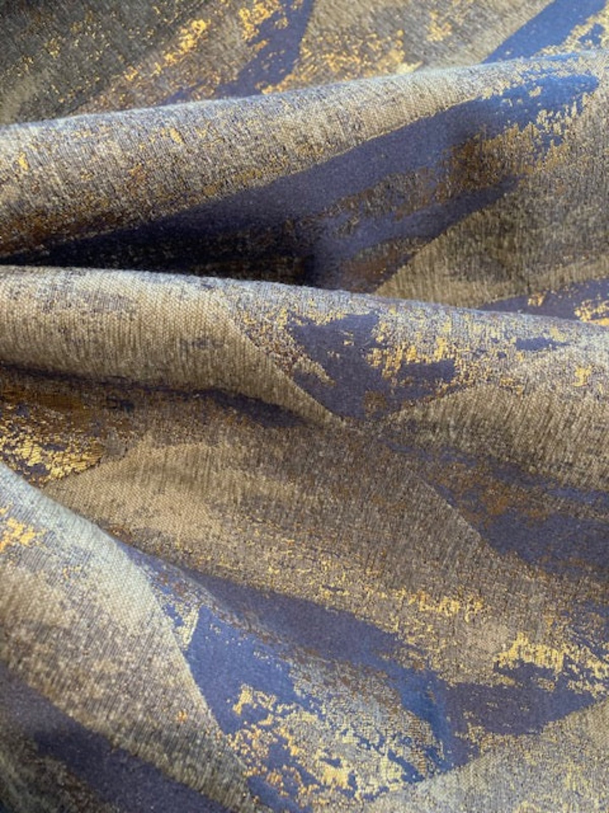 Blue/Grey & Stone Interlocking Triangles with Gold Lurex Detail