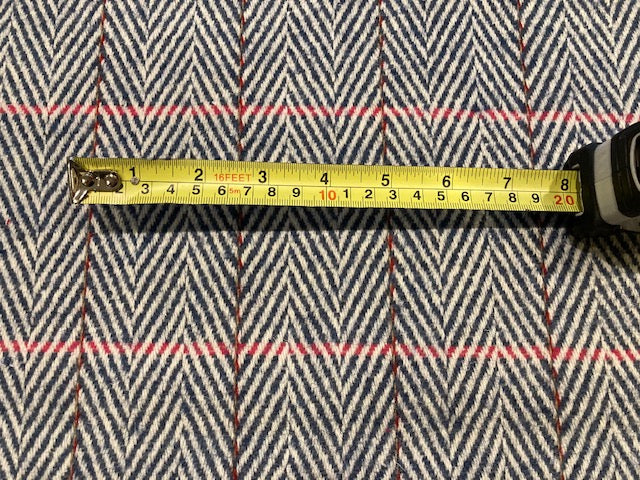 Blue Herringbone Wool Mix with Cerise Detail