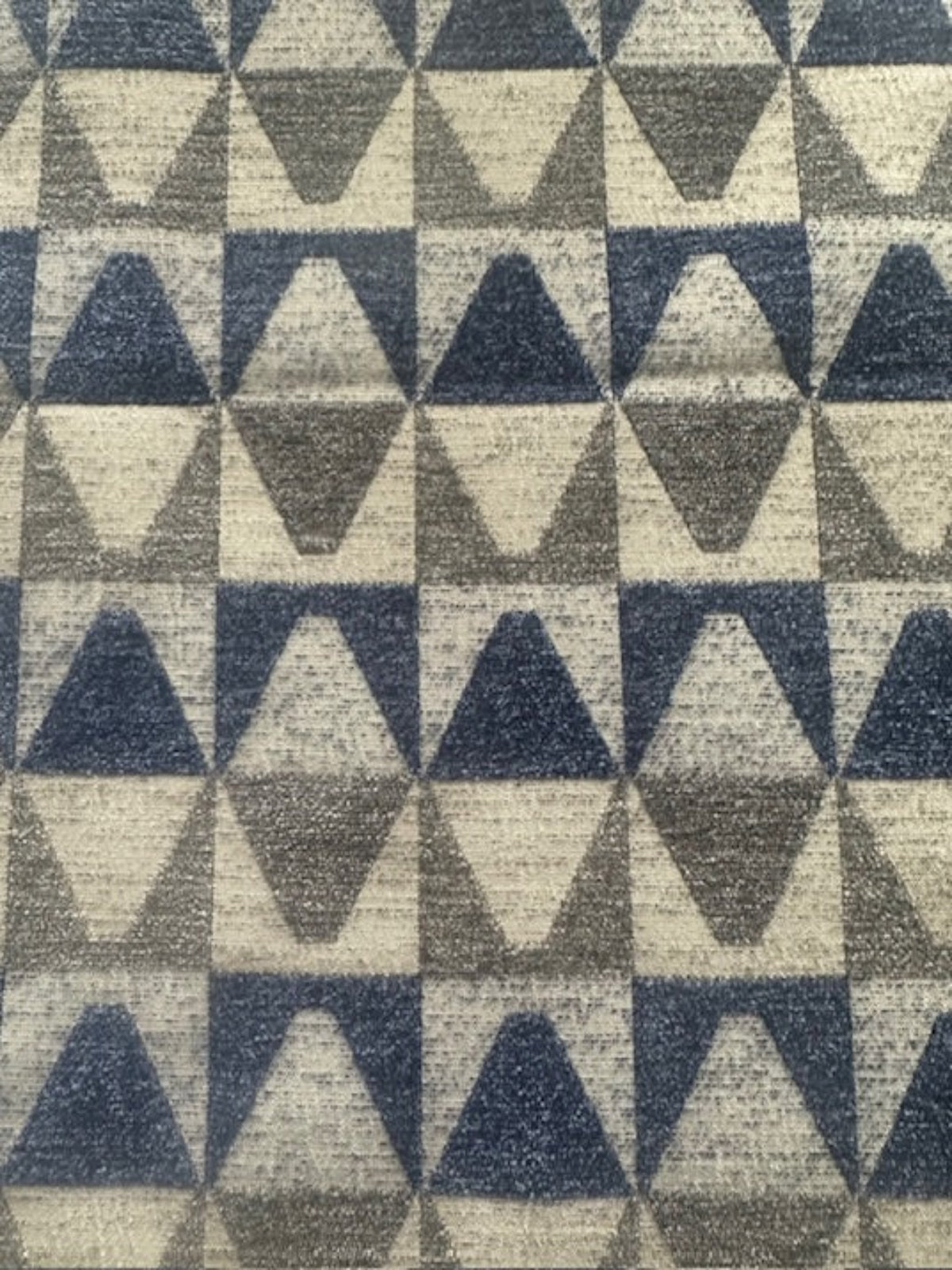 Blue/Grey Pyramid Jacquard in Rectangle Pattern. Thick Furnishing " Porter & Stone"