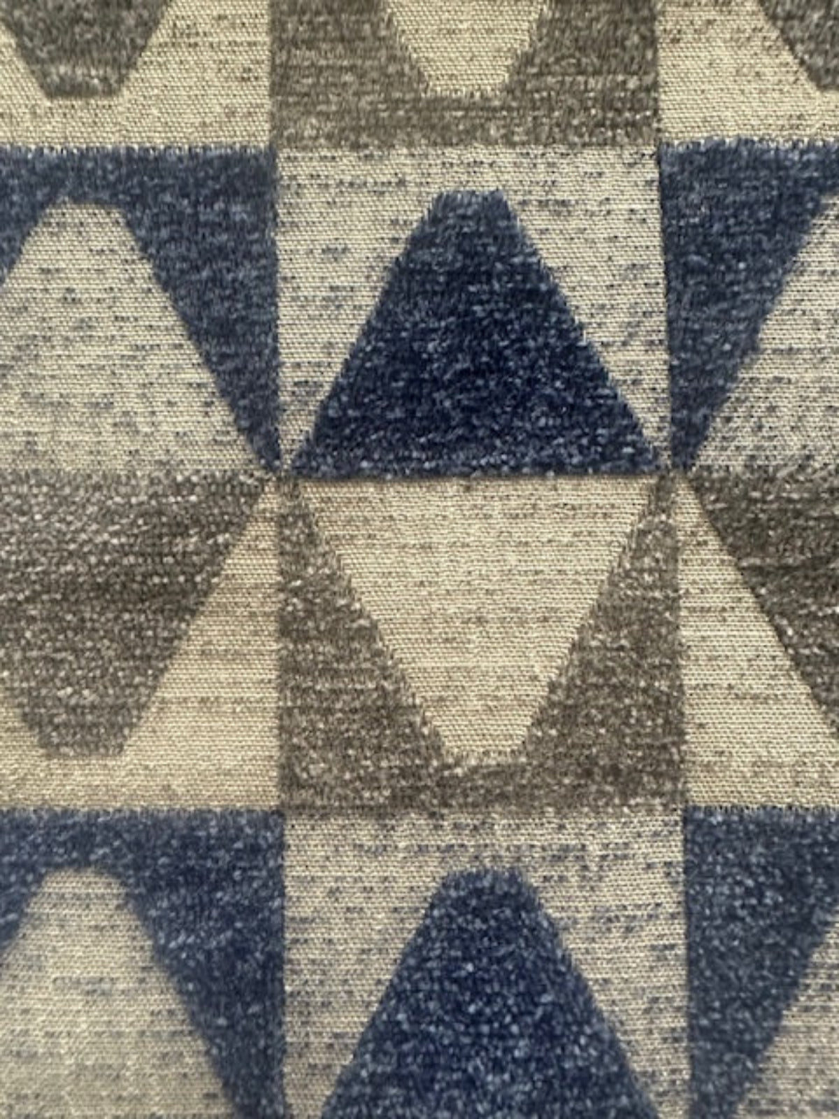 Blue/Grey Pyramid Jacquard in Rectangle Pattern. Thick Furnishing " Porter & Stone"
