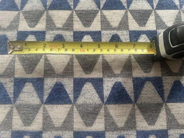 Blue/Grey Pyramid Jacquard in Rectangle Pattern. Thick Furnishing " Porter & Stone"