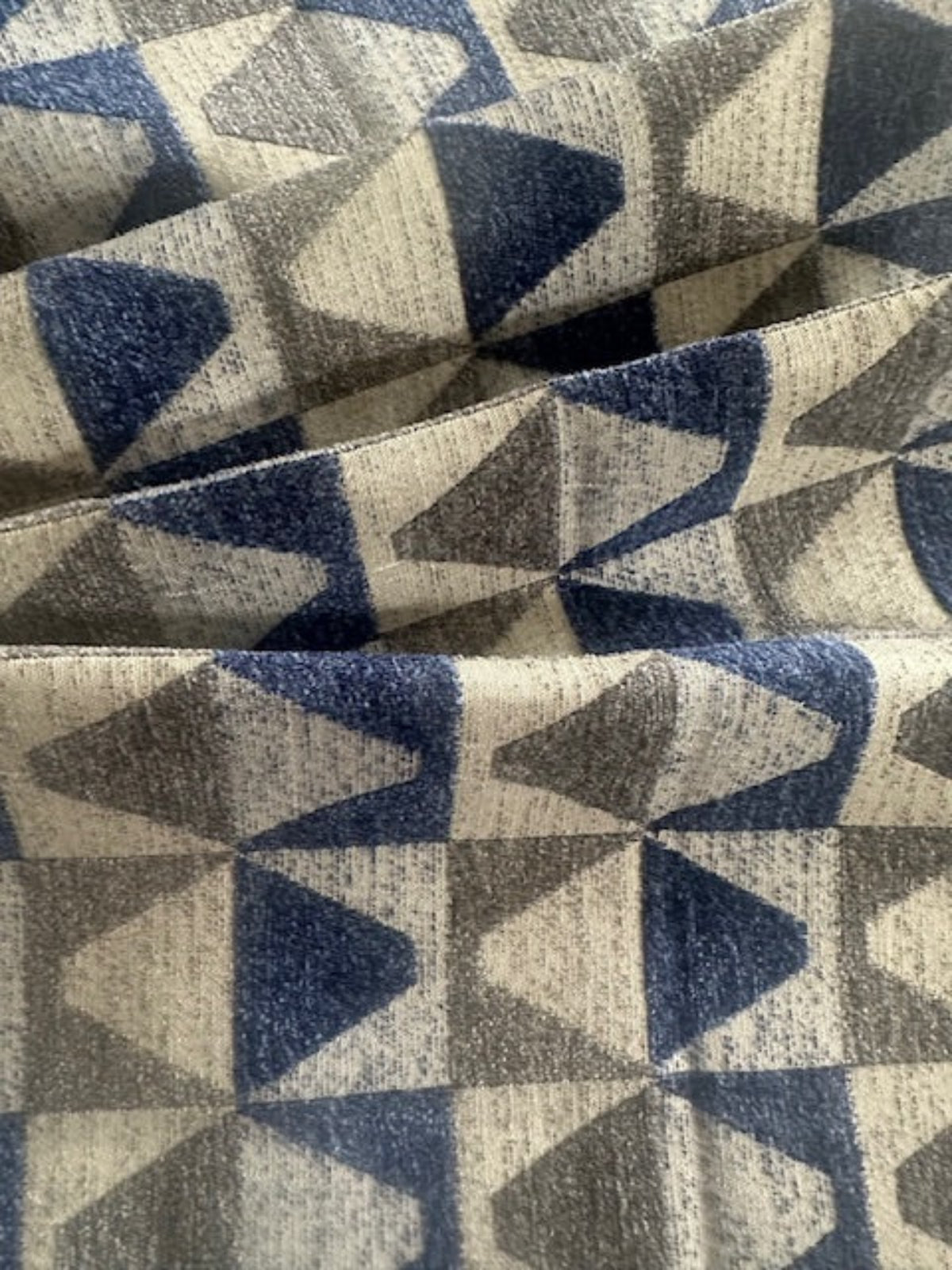Blue/Grey Pyramid Jacquard in Rectangle Pattern. Thick Furnishing " Porter & Stone"