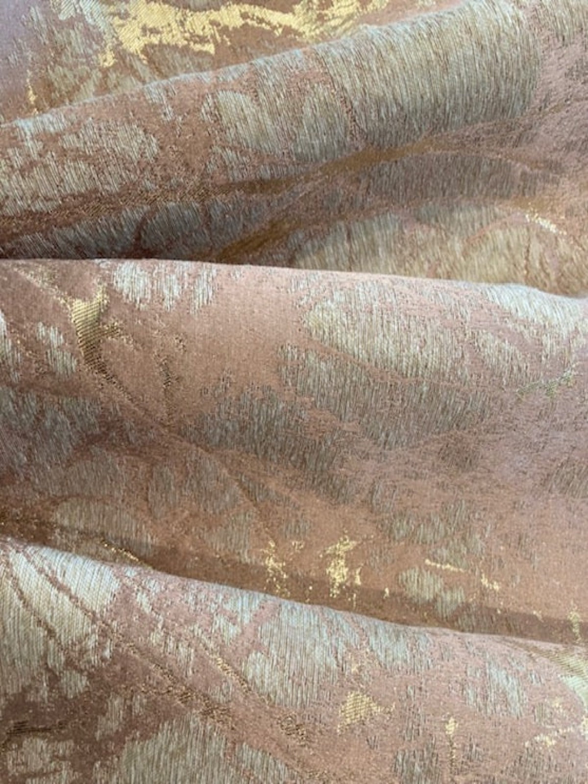 Rose Gold Lava Flows with Gold Lurex – Furnishing Fabric