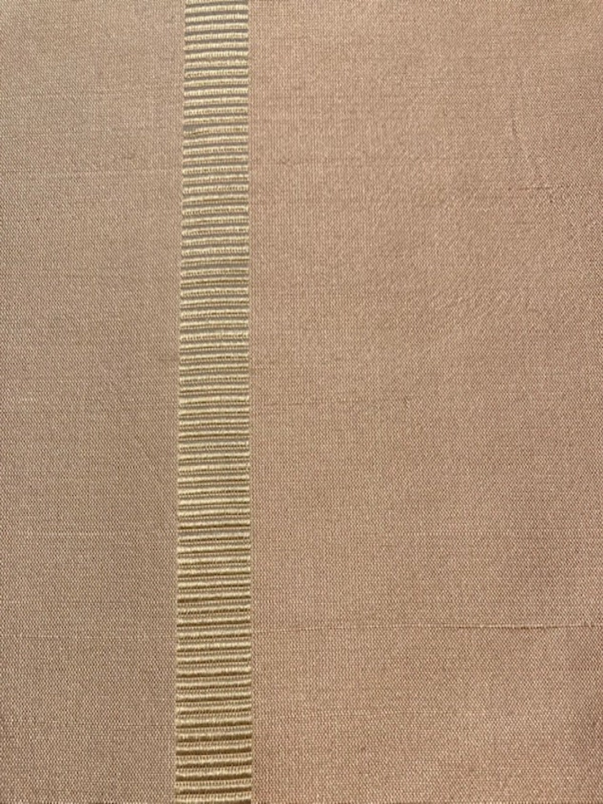 Blush Silk Dupion Irridescent Stripe with Ribboned Stripe running along the Fabric