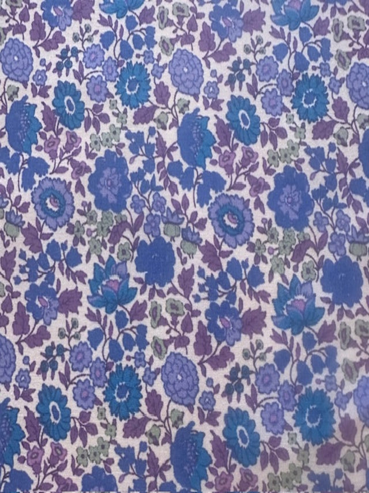 Royal Blue and Mauve Allover Floral on Cotton Lawn