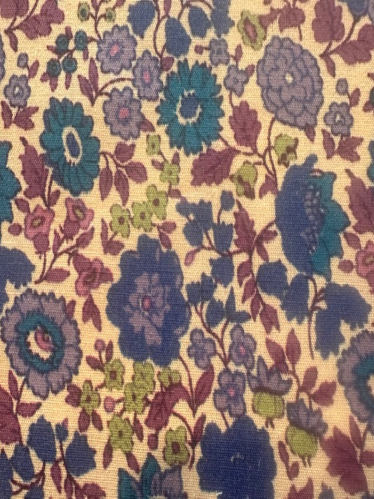 Royal Blue and Mauve Allover Floral on Cotton Lawn