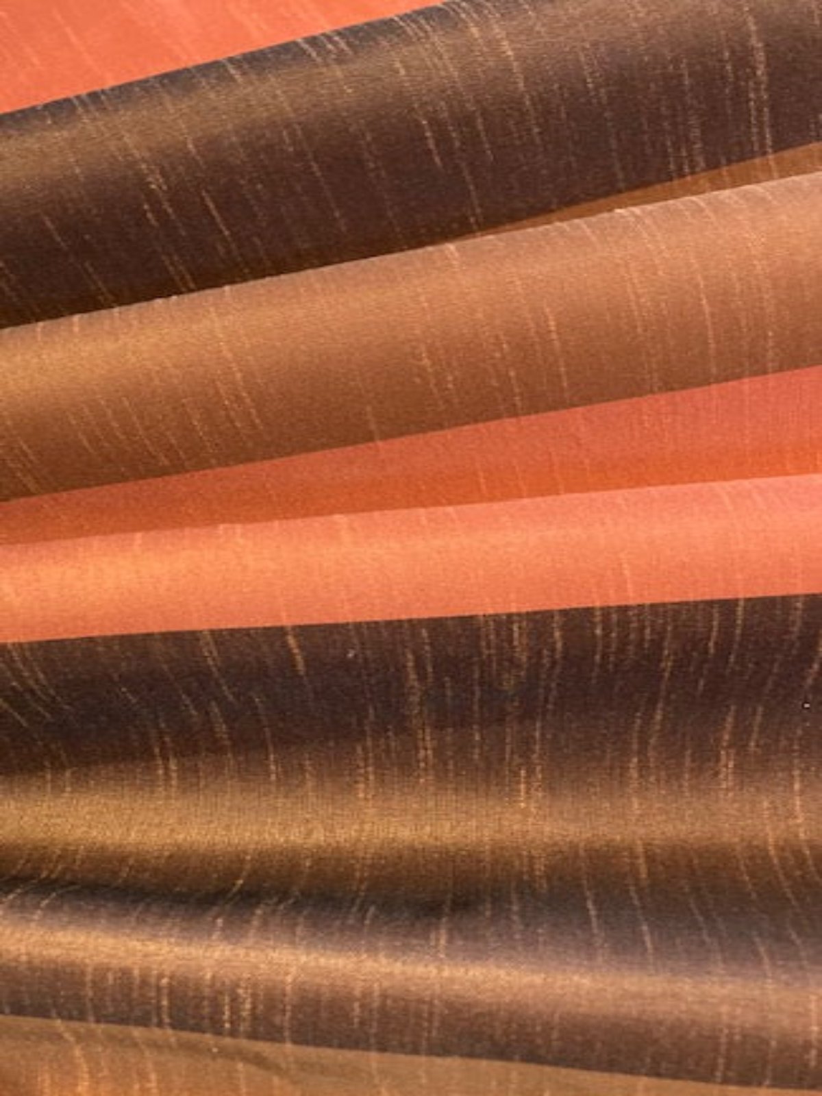 Brown & Brick Striped Dupion Fabric