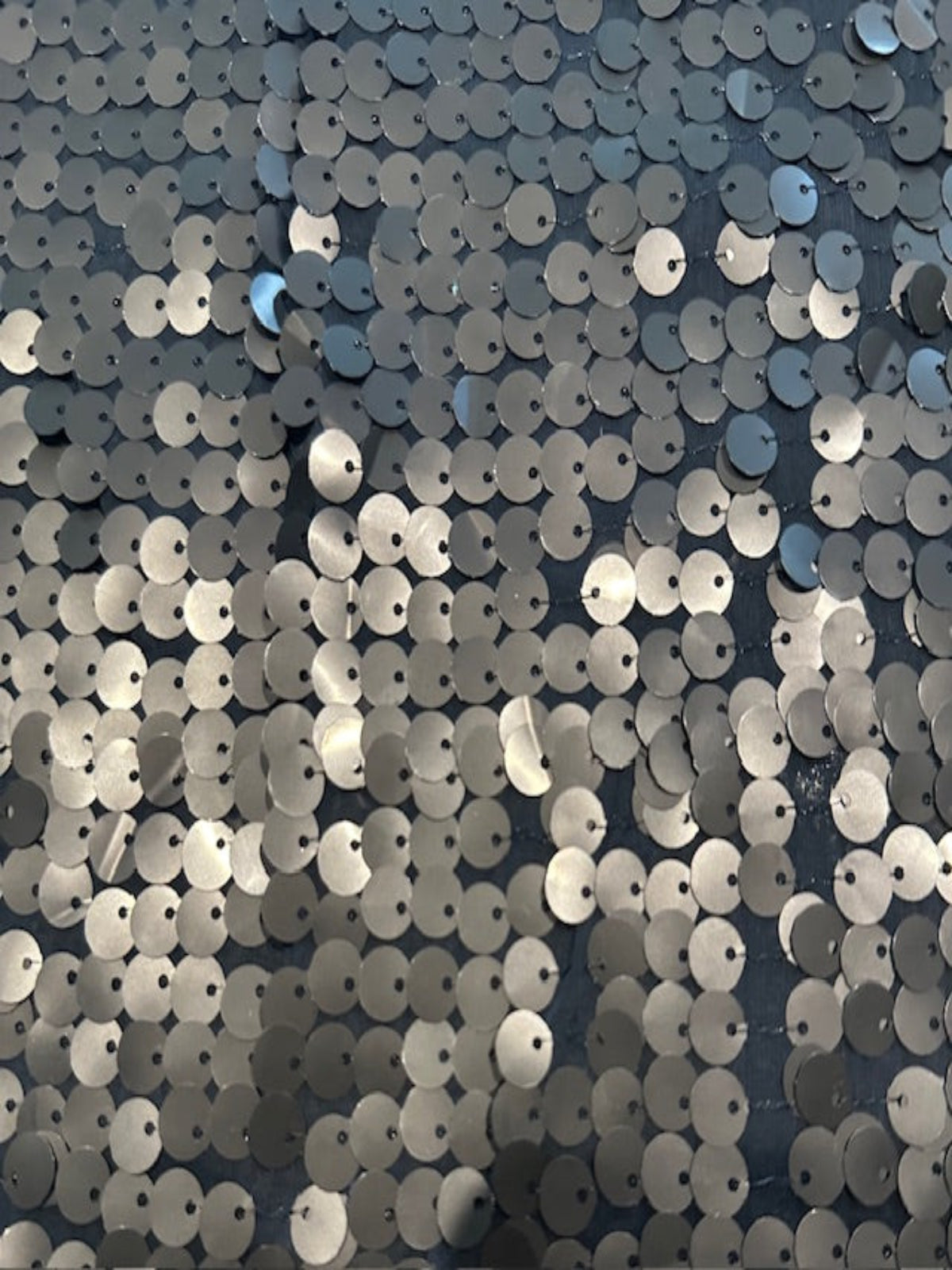 7mm Matt Black Sequin on Navy Chiffon