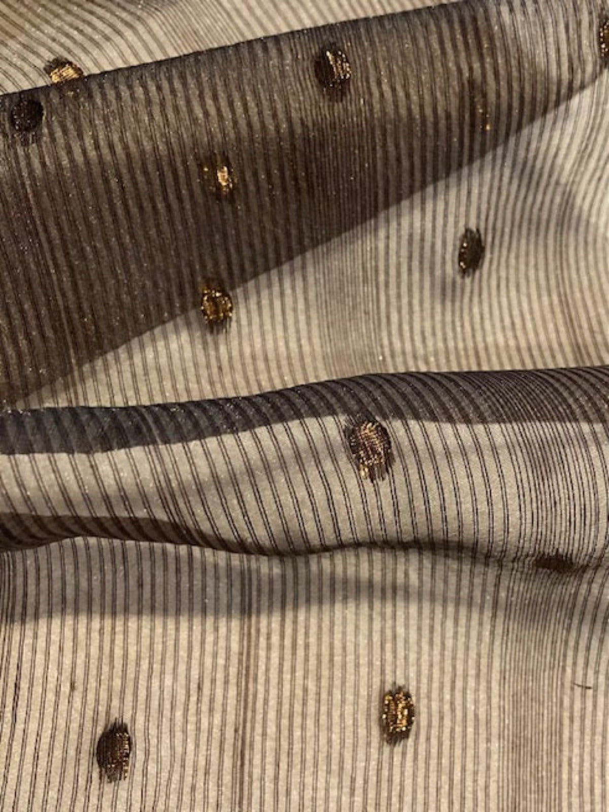 Chocolate Ribbed Sheer Voile with Spot Detail 300cm Wide