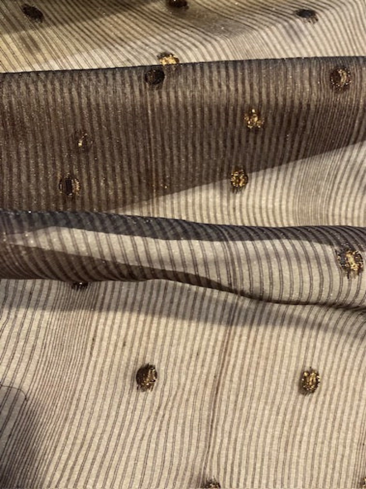 Chocolate Ribbed Sheer Voile with Spot Detail 300cm Wide