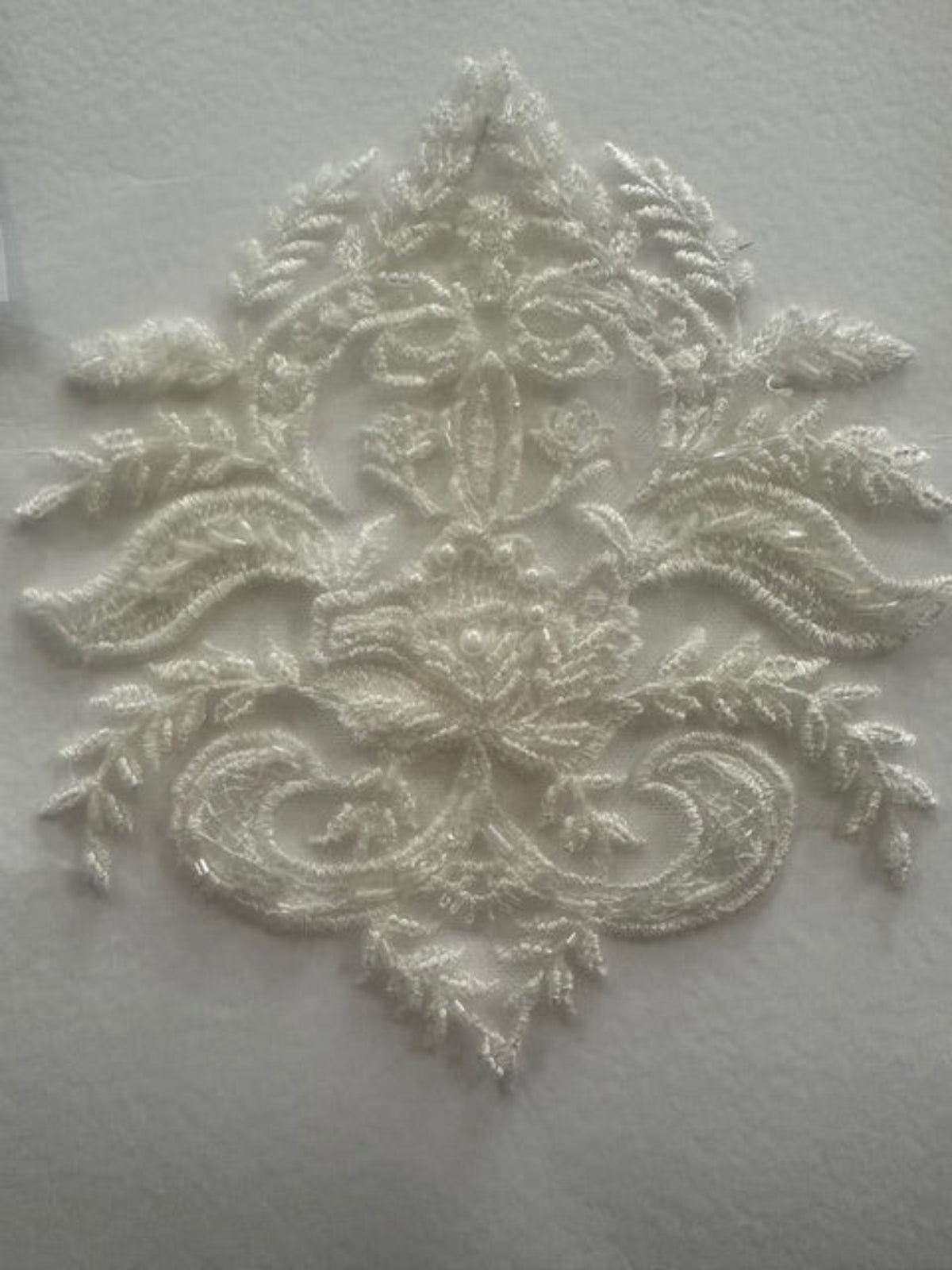 Ivory Bulb Shaped Applique with Pearl & Bead Detail 20cm long