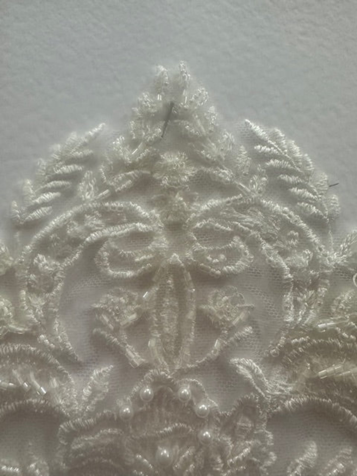 Ivory Bulb Shaped Applique with Pearl & Bead Detail 20cm long