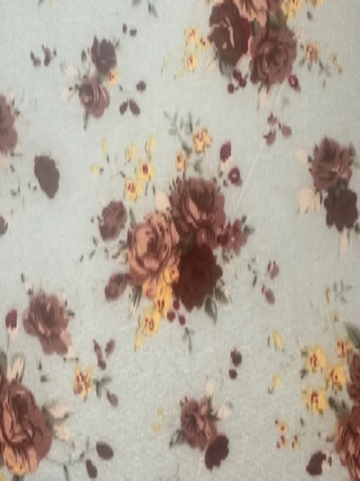 Burgundy Rose Bunches on Mint Cotton Poplin