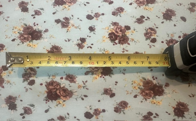 Burgundy Rose Bunches on Mint Cotton Poplin