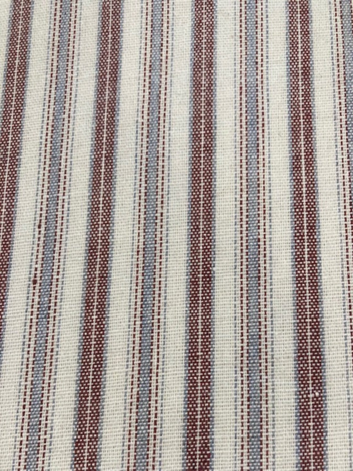 Burgundy/Pale Blue Colour Woven Stripe - Running along the Fabric