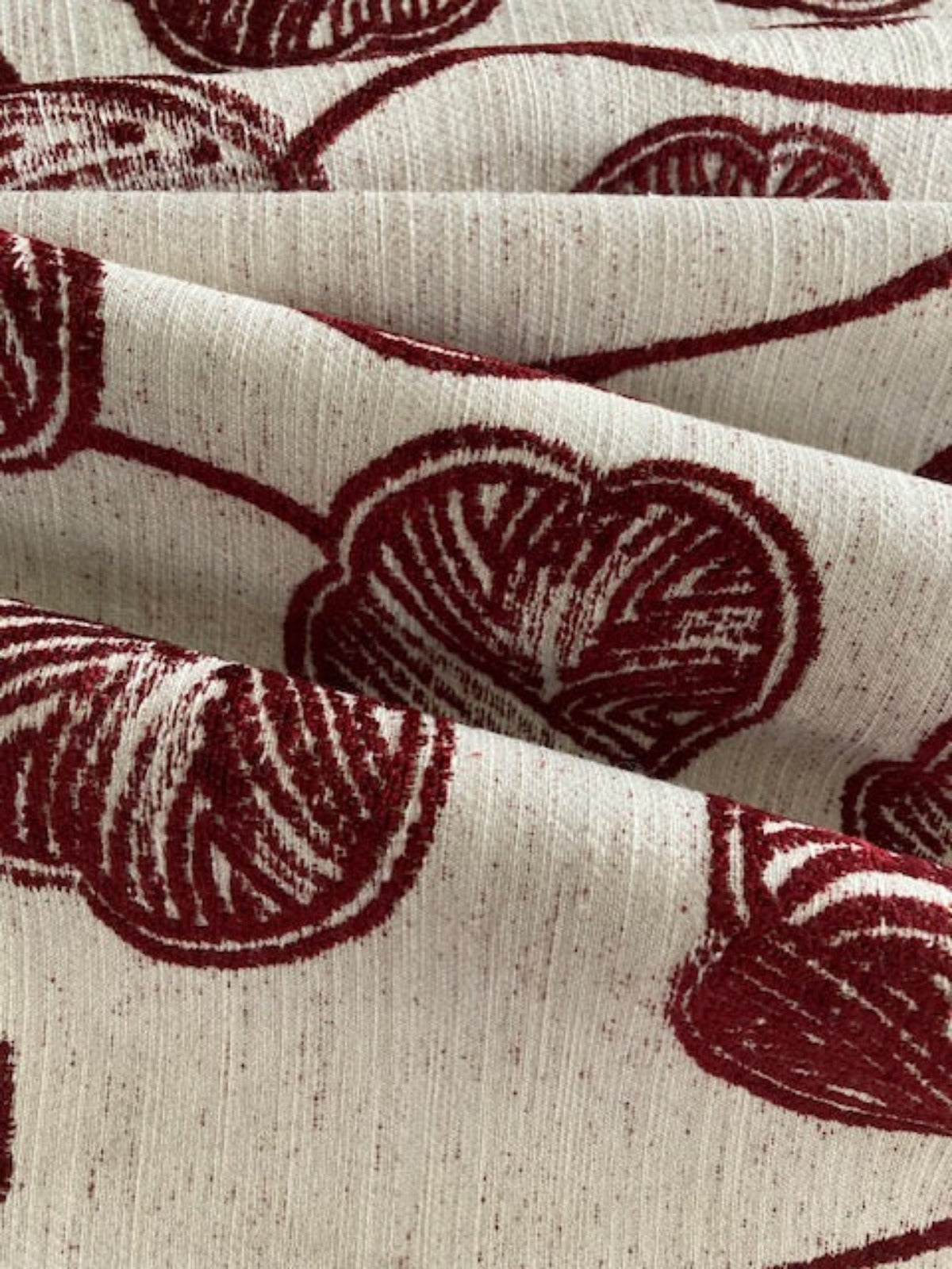 Burgundy Trailing Leaf Jacquard