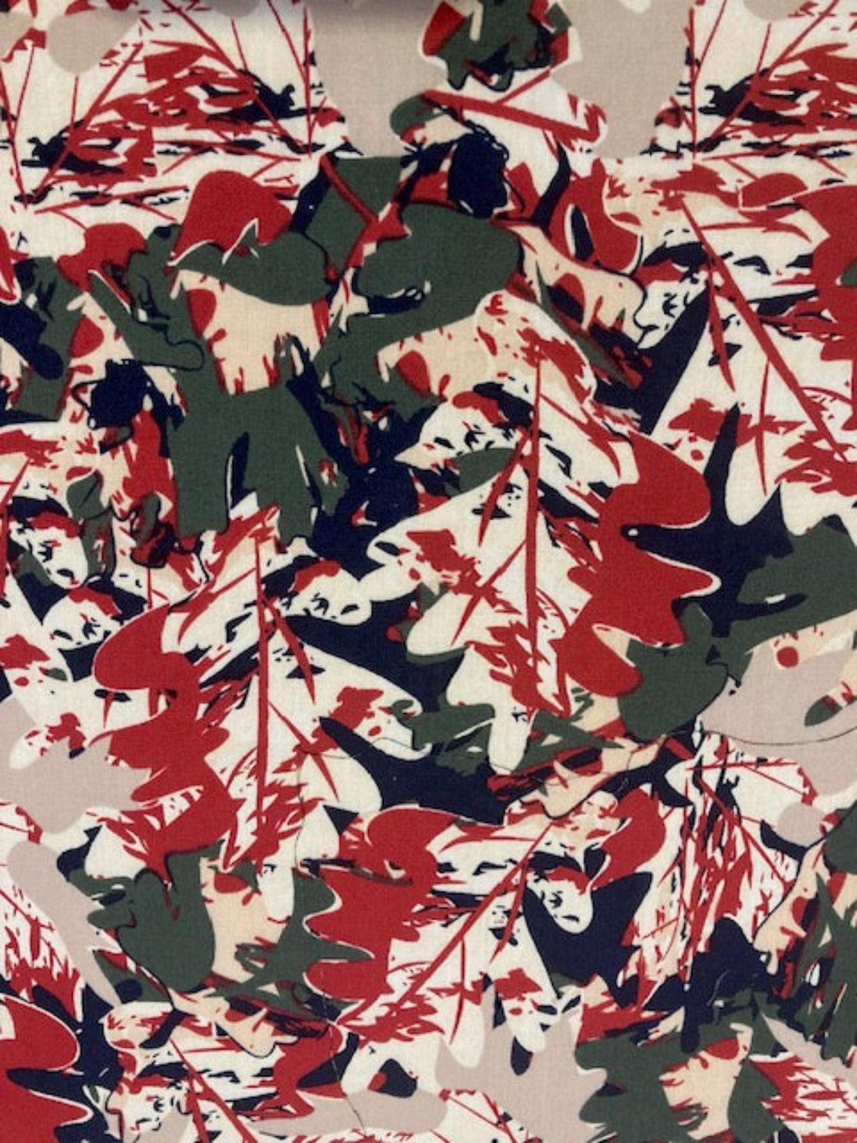 Red/Green Allover Camouflage on Cotton Lawn