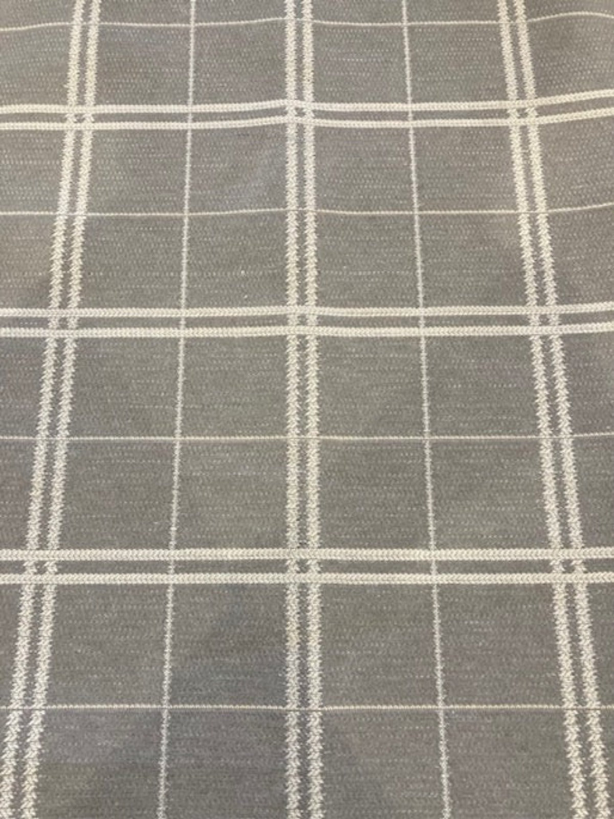 Light Grey Check Cotton Furnishing Fabric with Herringbone Detail