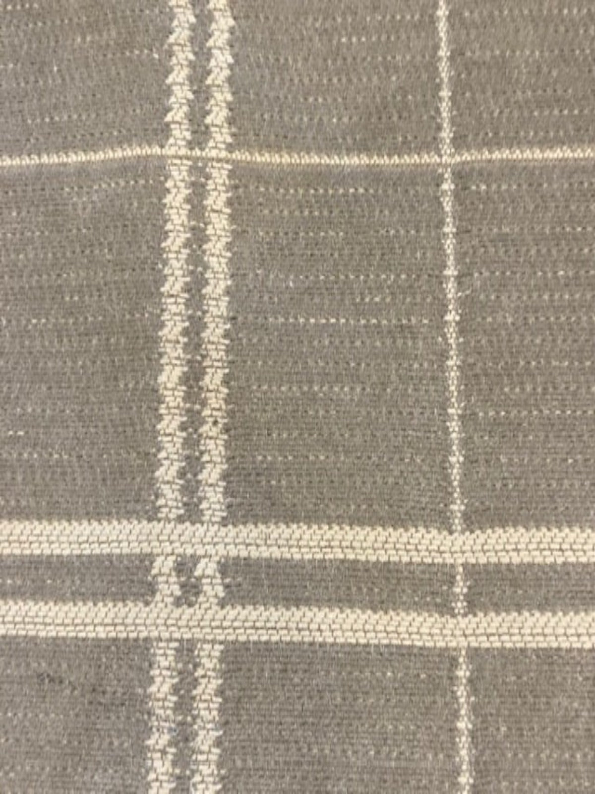 Light Grey Check Cotton Furnishing Fabric with Herringbone Detail