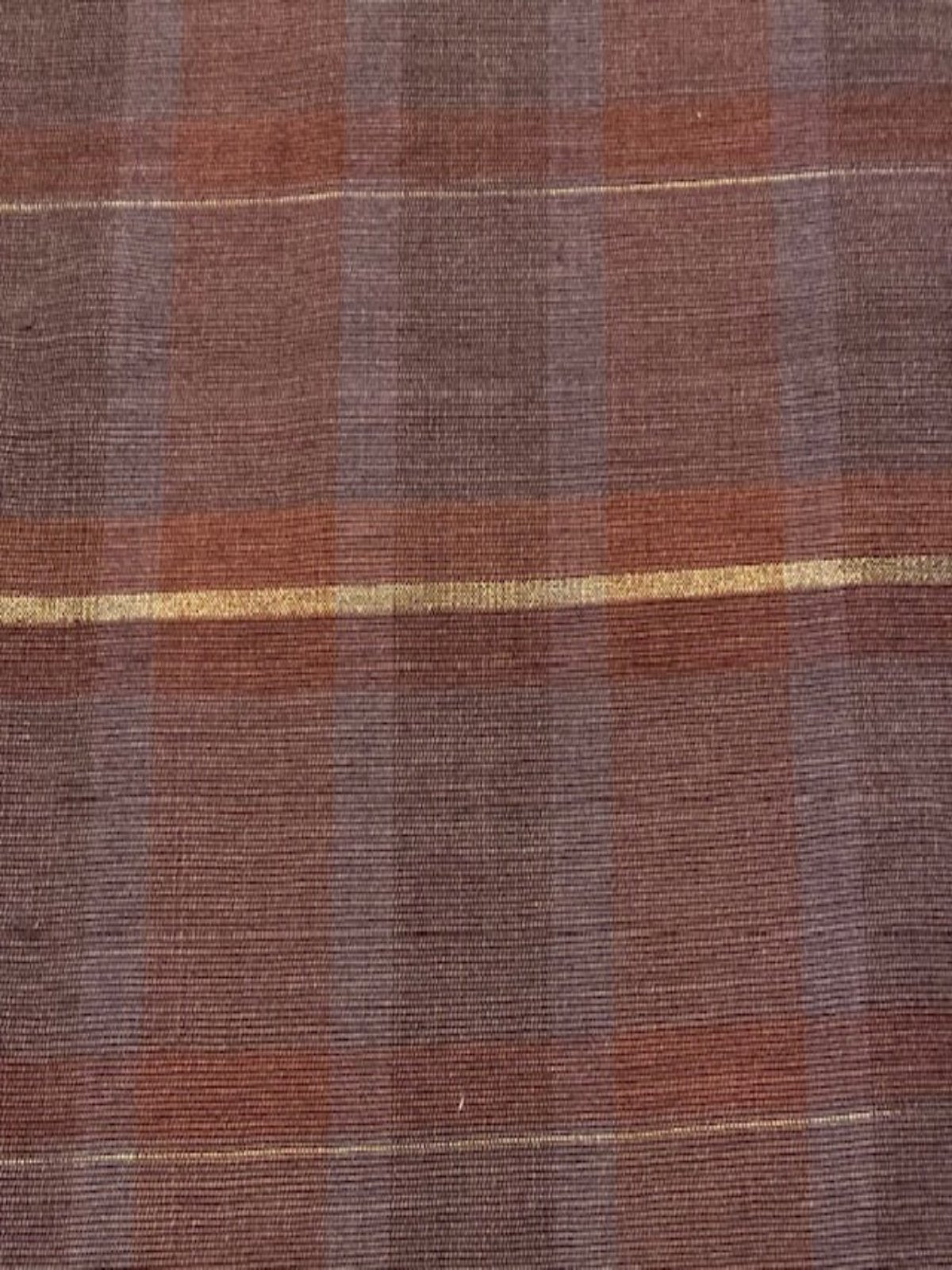 Shades of Heather/Dull Orange Check with Gold Lurex Stripe Firm Handle Furnishing