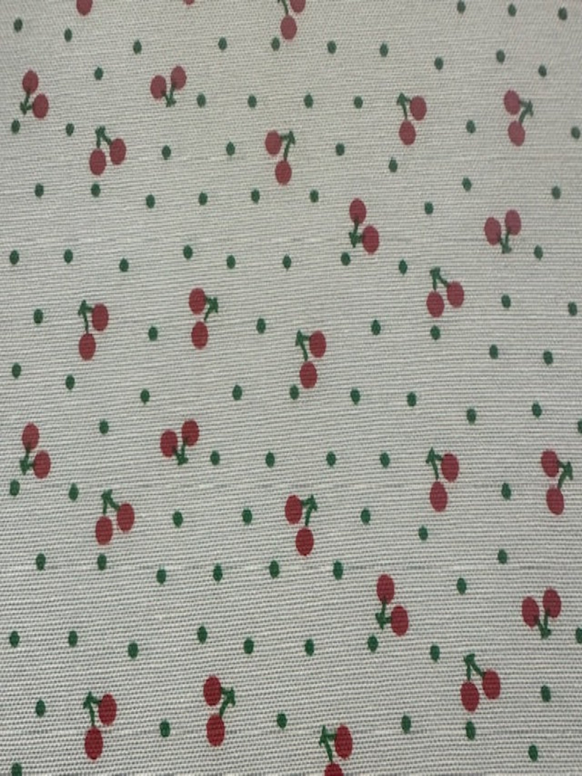 Small Red Cherry on Spearmint Poly/Cotton