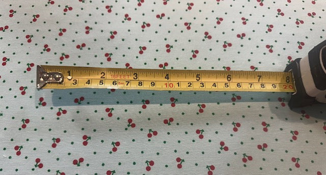 Small Red Cherry on Spearmint Poly/Cotton