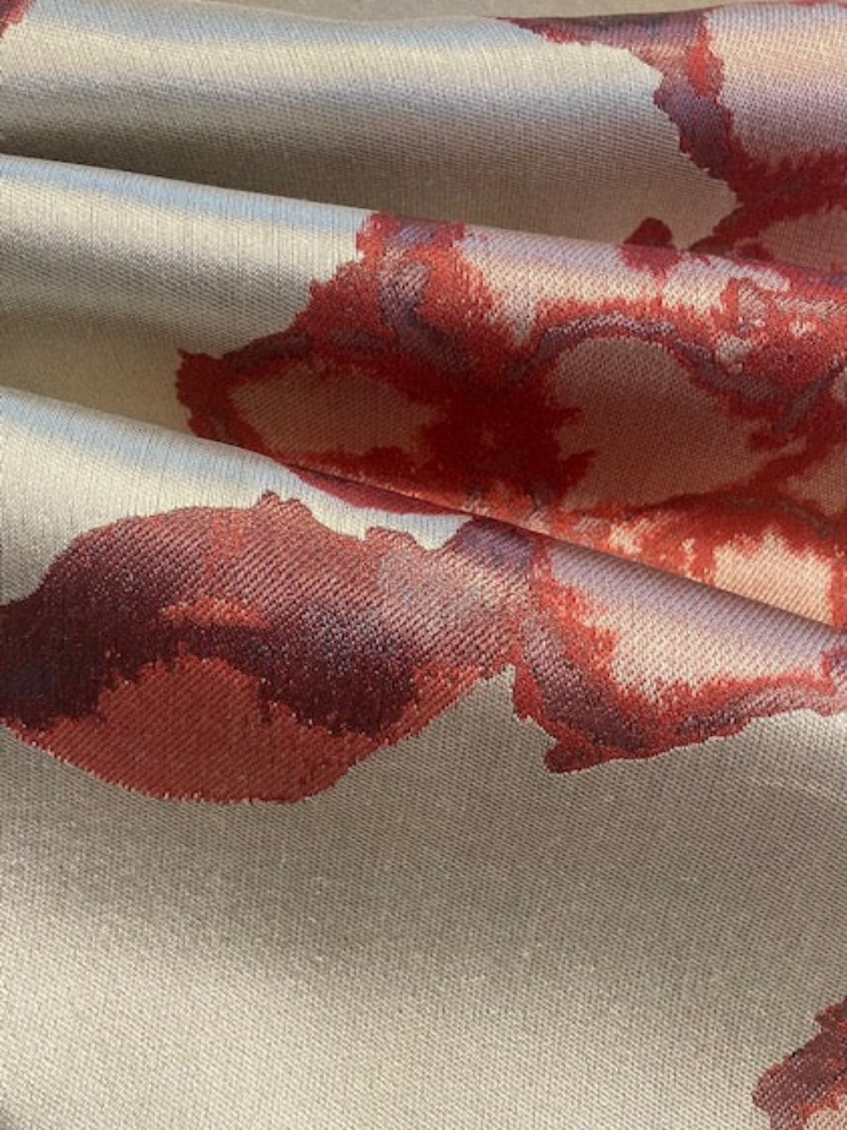 Raspberry Large Blossom Jacquard "Harlequin - Angelique Wine"