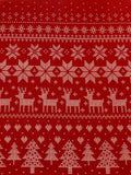 Christmas Tree, Reindeer & Star on Red Cotton