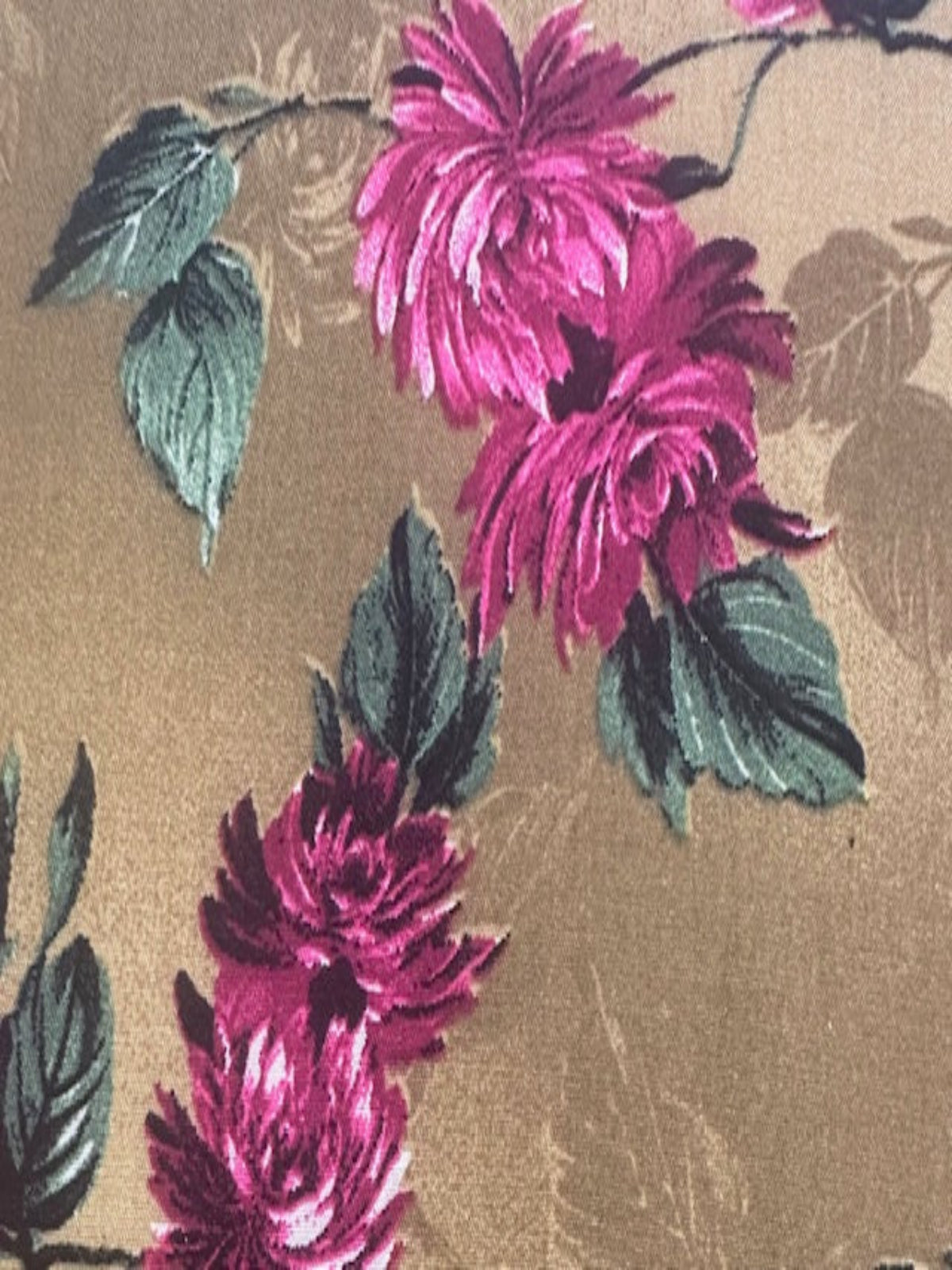 Magenta Chrysanthemum Flowers on Golden Soft Touch Viscose