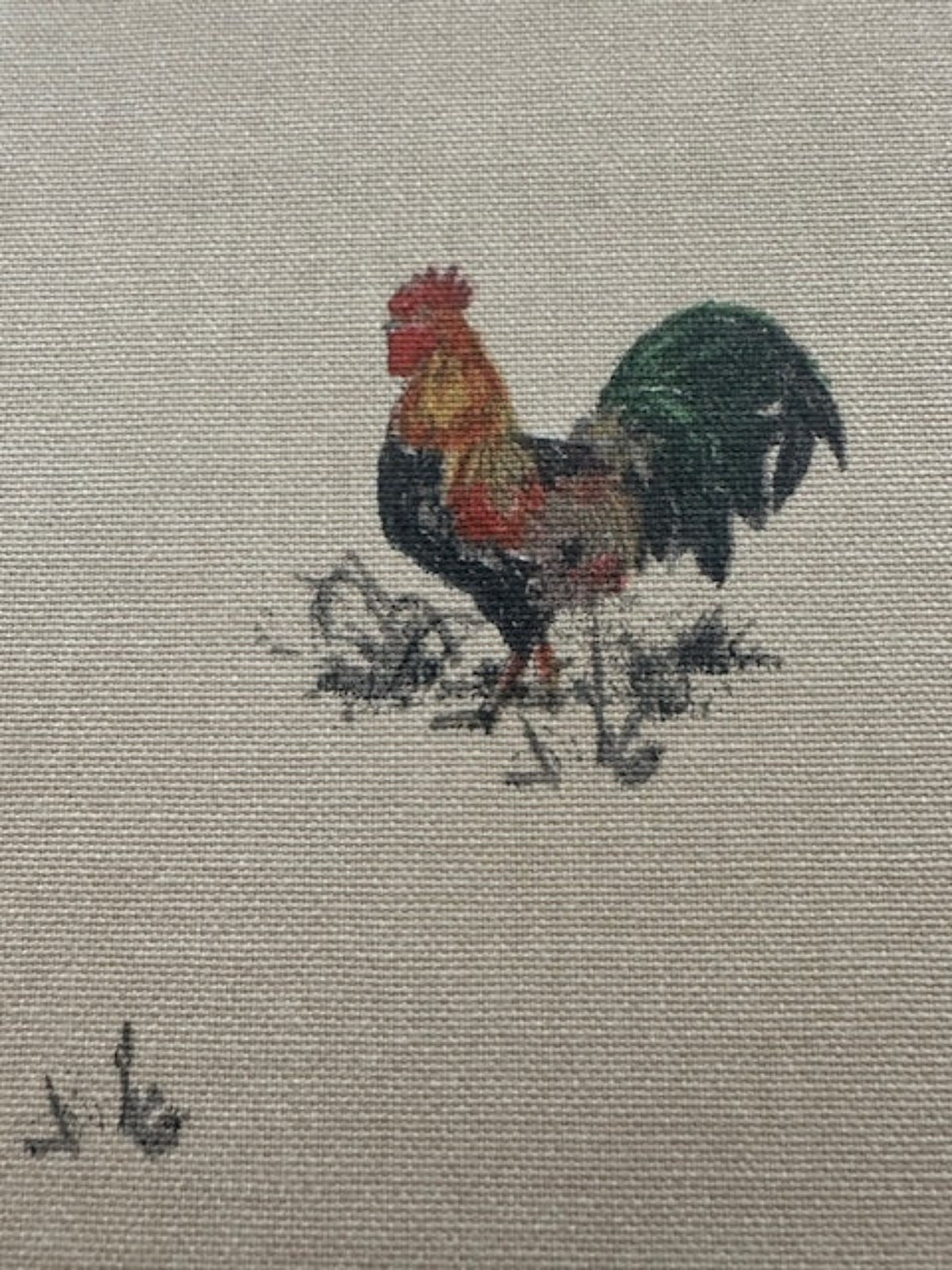 Cockerel on Natural Cotton Furnishing